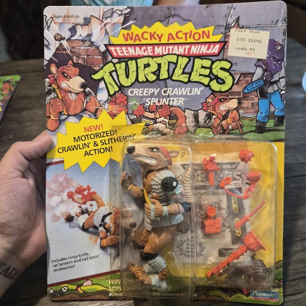 1990 TMNT Creepy Crawlin' Splinter MOC Sealed Wacky Action Playmates Vintage